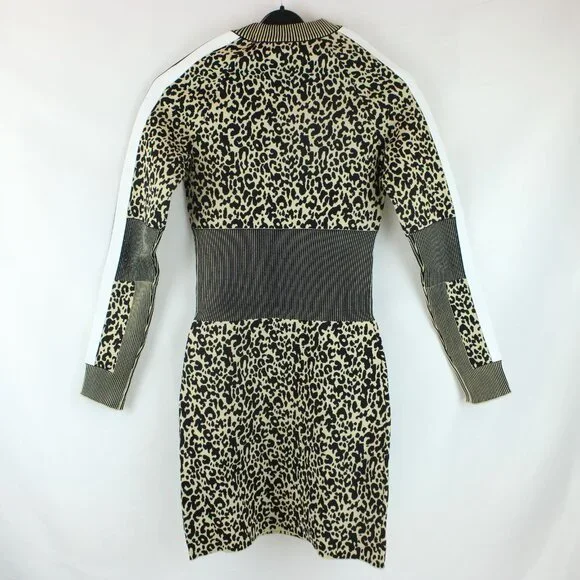 Palm Angels Long Sleeve Leopard Print Knitted Dress - FCM71